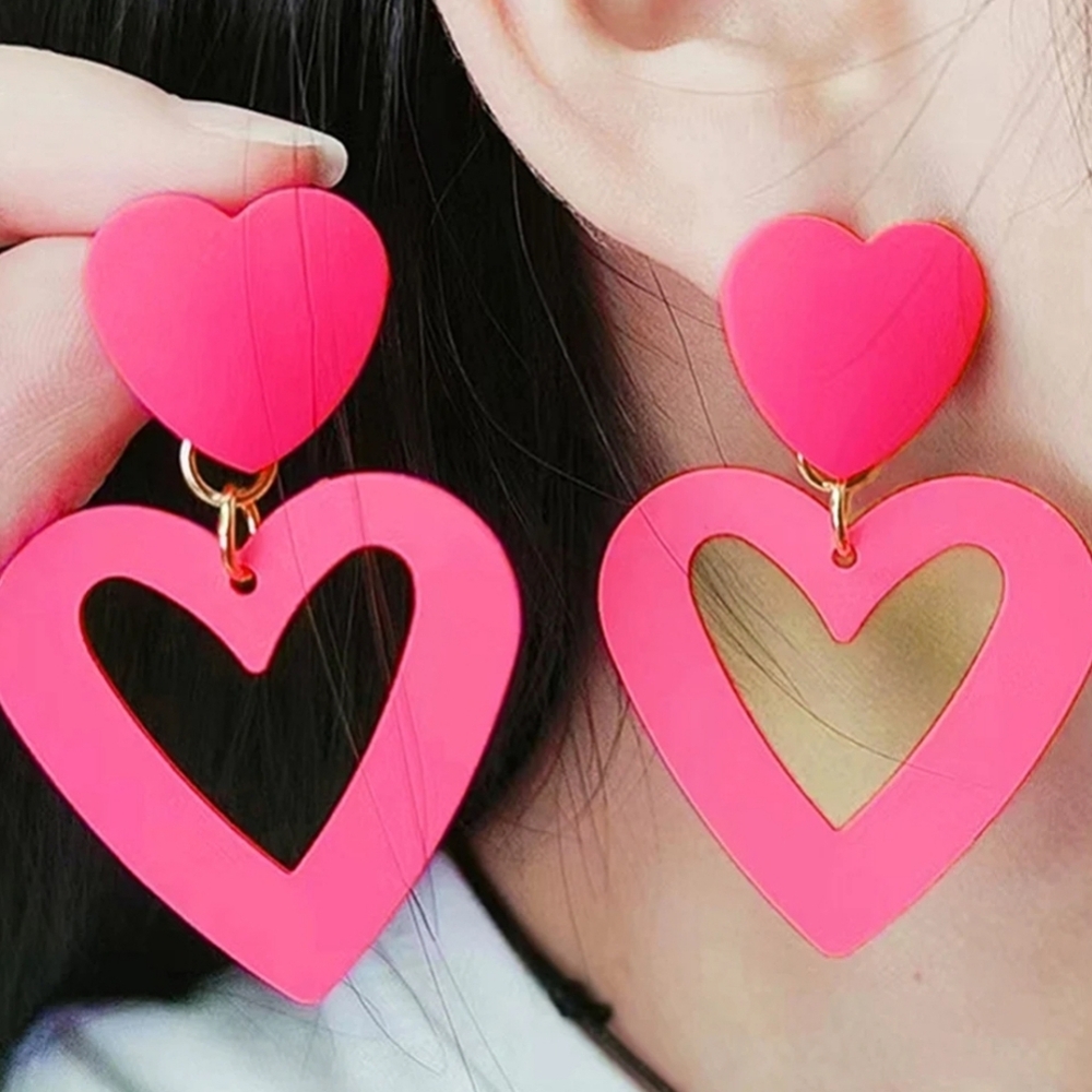 Heart-Shaped Pink Earrings